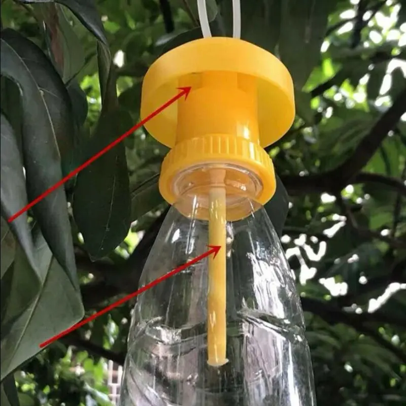 2Gb Augļu mušu slazdu slepkava plastmasas slazdu ķērājs Kukaiņu kontroles fermas augļu dārza augļu mušu slazda vāciņš var tikt saskaņots ar ūdens pudeli_voghion.com