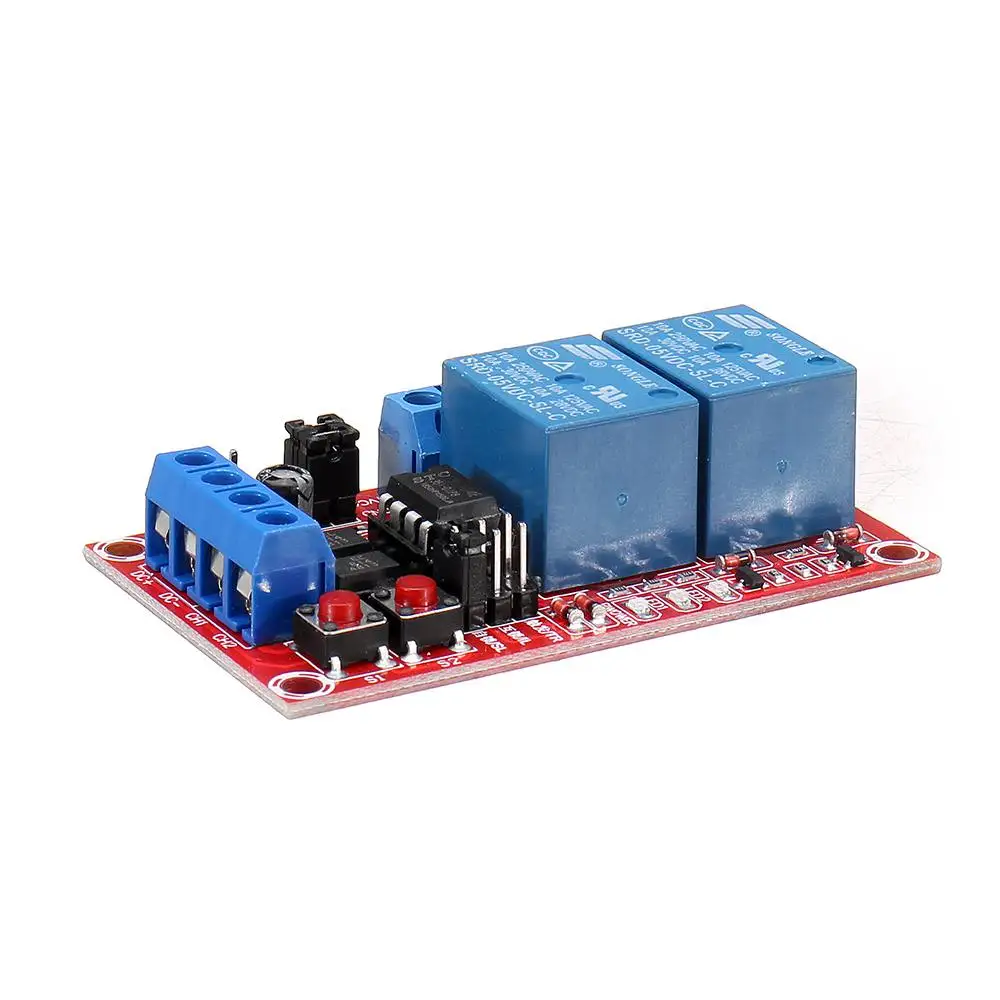 5V 2 Channel Button Self-locking Relay Module Interlock Three-selection One High and Low Level Trigger with Switch Light