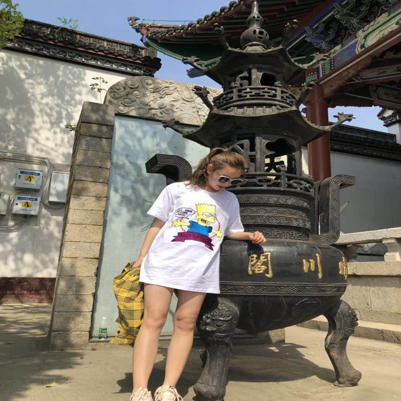 

Correct Version offowwhite High Quality 19 Spring And Summer Embroidered Simpson Men And Women Celebrity Style Pure Cotton Short