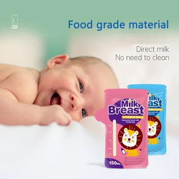 

150ml Lion Breast Milk Storage Bag Fresh-keeping Bag Disposable Milk Bag 30 Pieces Milk Storage Bag Breast Milk Refrigerated