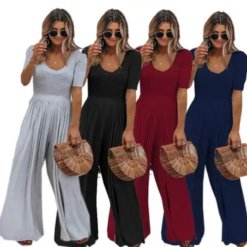 

2020 new fashion women's casual wide leg jumpsuit fashion