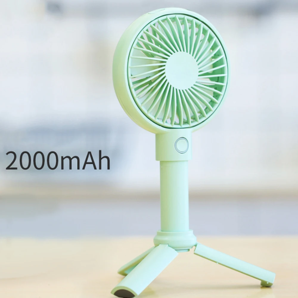 2000mAh green Портативный мини-портативный вентилятор перезаряжаемый usb-вентилятор портативный вентилятор 3-Скорость рабочего Вентилятор охлаждения вентилятор охладитель воздуха держатель телефона - Цвет: 2000mAh green