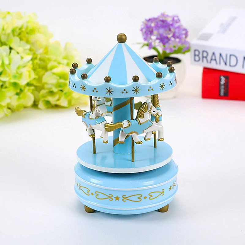 Merry-go-круглые деревянные милые Интересные музыкальные игрушки Детская игра домашний декор лошадь музыка Рождество Свадьба День рождения подарок карусель