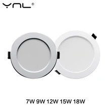 Светодиодный светильник 7 Вт, 9 Вт, 12 Вт, 15 Вт, 18 Вт, Круглый встраиваемый светильник переменного тока, 220 В, 240 в, светодиодный светильник, ультра яркий светодиодный светильник для кухни, спальни, внутреннего освещения