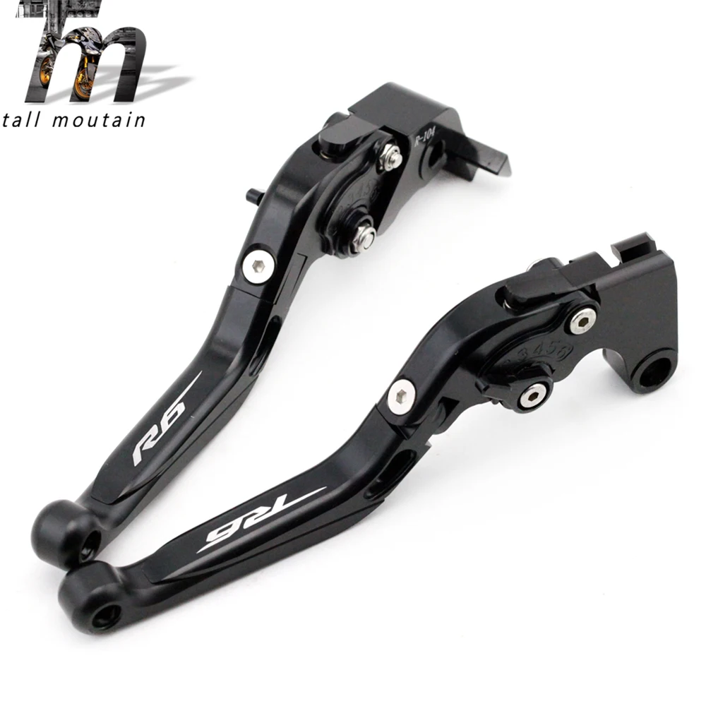 Тормозной рычаг сцепления для YAMAHA YZFR6 YZF-R6 1999- 19 17 16 05 04 аксессуары для мотоциклов Регулируемый складной выдвижной логотип R6 - Color: R6 17-20 Black