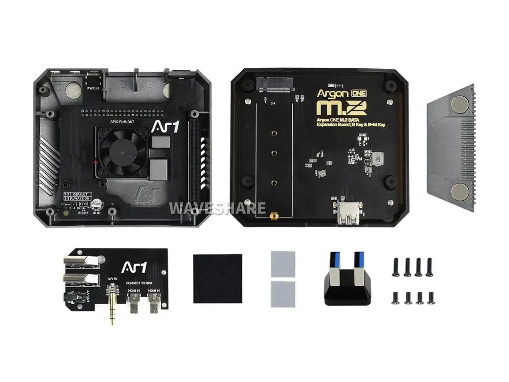 Case de Alumínio para Raspberry 4 com Slot de Expansão Argônio M.2 Pi4-case-argon-one-m.2 um M.2: pi - Imagem 2
