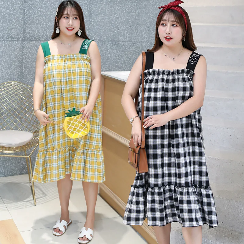 [Shi ben Rocco] Summer Large GIRL'S Large Size Plaid Camisole Home Wear by Age Japanese-style Hipster Pajamas 6914