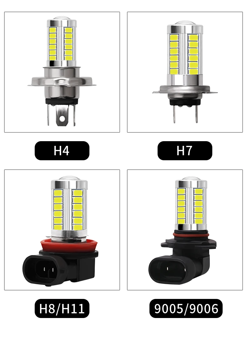 2 шт. H4 H7 H8/H11 9005 9006-5630-33 светодиодный автомобильный фонарь противотуманная фара авто супер яркие фары 12 в белый