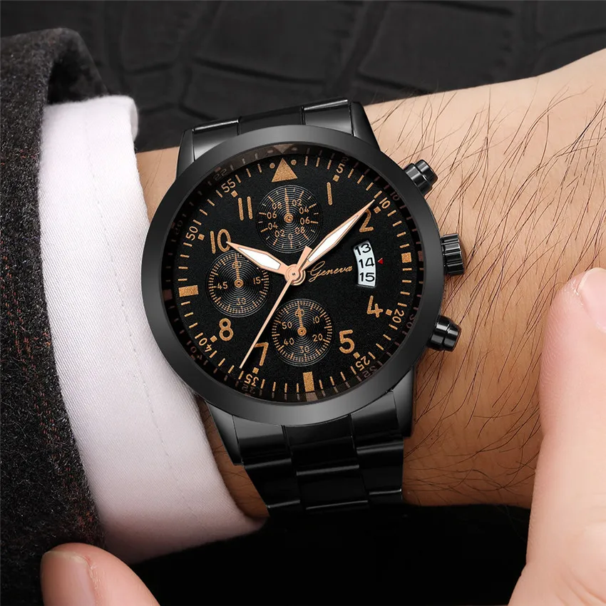 

2019 Geneva Fashion Simple Men Watch Stainless Steel Strap Business High Quality Mens Clock Quartz Wrist Watches reloj hombre