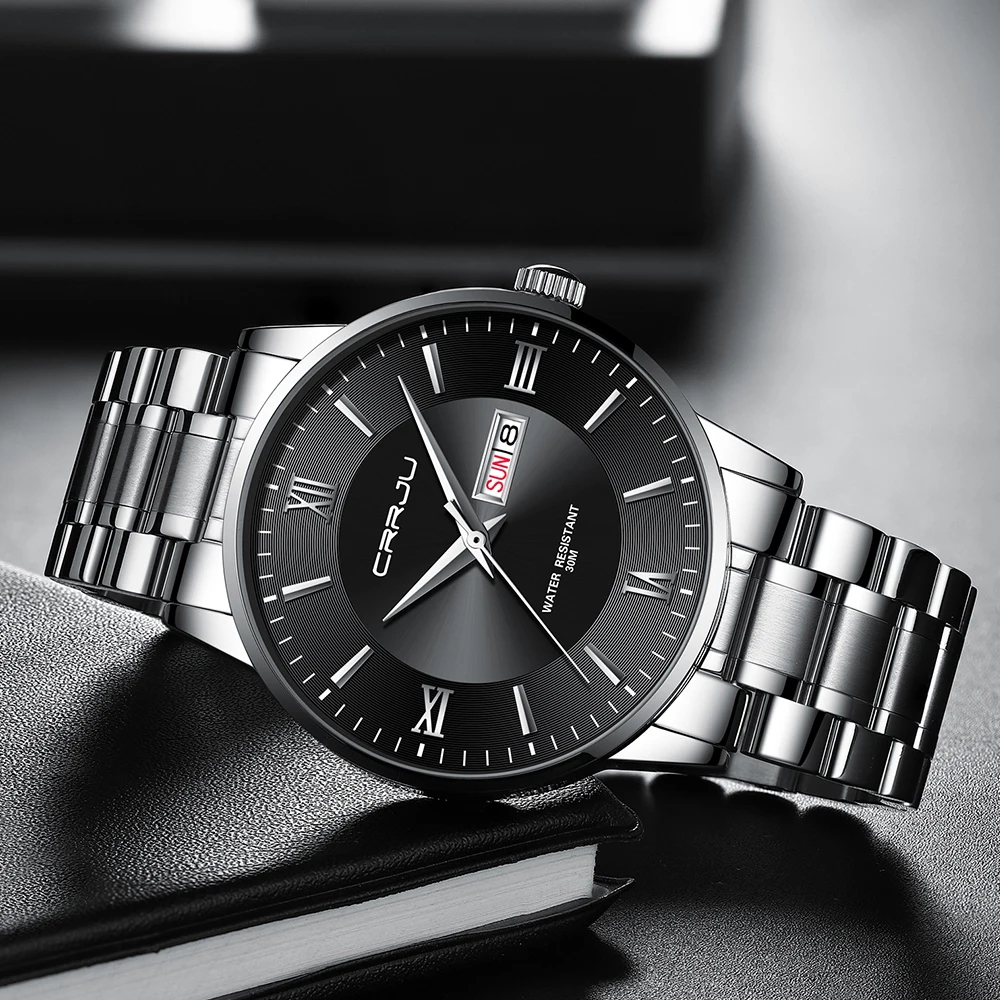 2021 CRRJU Top Brand Luxury Sport Watches Mens Quartz Wristwatch Fashion Watch Men 30ATM Waterproof Date Clock Relogio Masculino