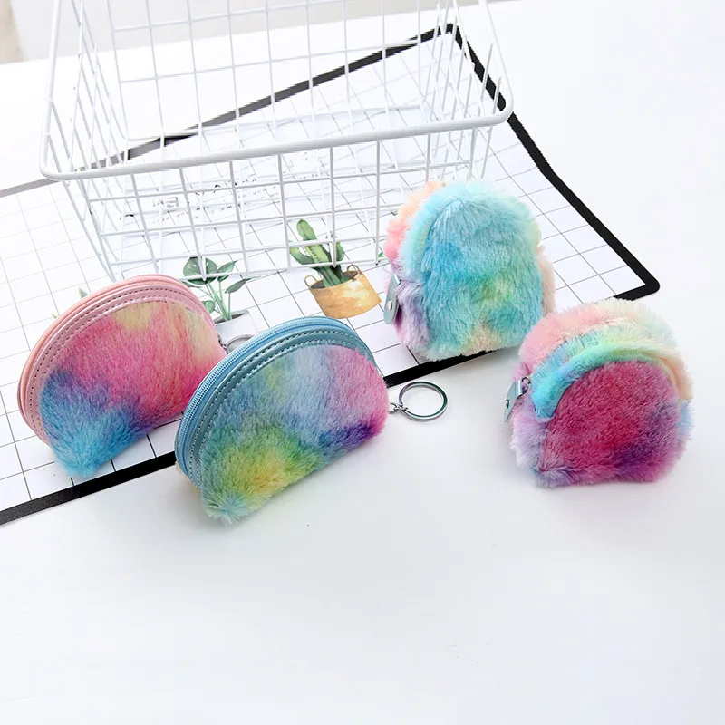 

1PCS Cute Coin Purses Color Plush Mini Coin Money Key Holder Bag Ladies Kids Children Small Zipper Coin Wallet Bag Case Pouch