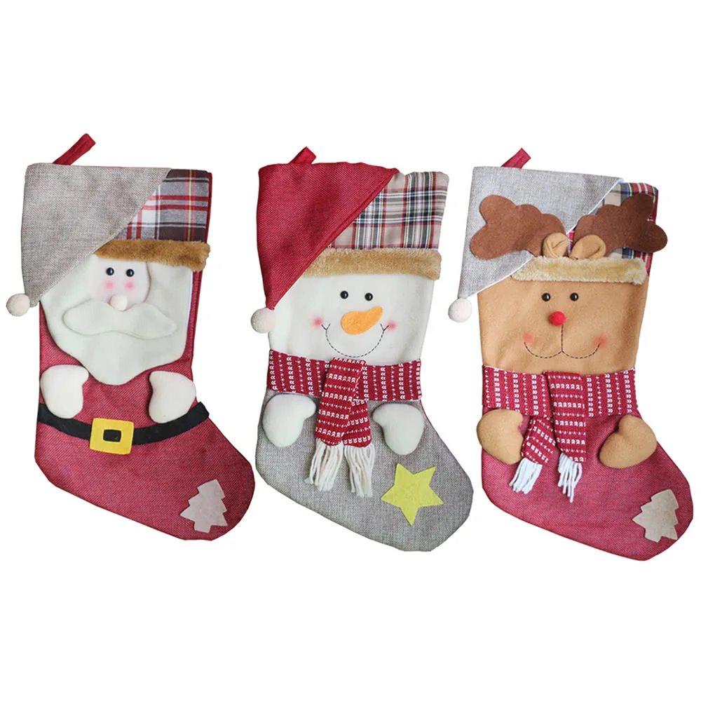 1 шт. Kerst Kousen opkneping Kerstboom Decoratie орнамент Nieuwjaar конфетный мешок Geschenken Sokken чулок Рождественский орнамент