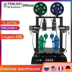 TENLOG – imprimante 3d TL D3 PRO avec 7 pièces TMC2208, double extrudeuse indépendante, haute température de 300 degrés, buse d'alimentation 600W 