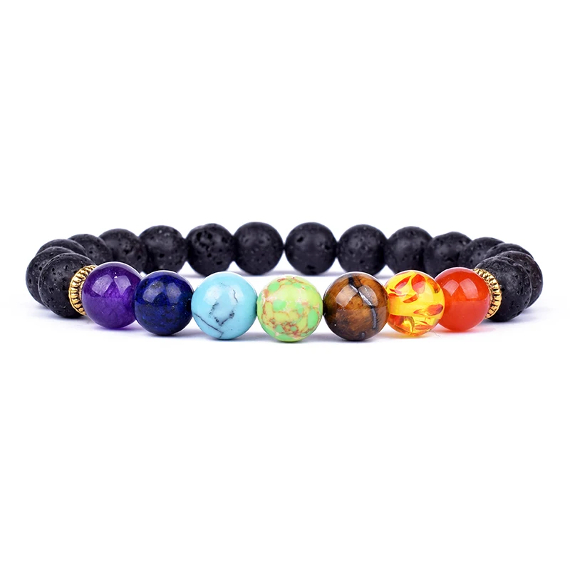 New Lava 7 Chakra Bracelets & Bangles Yoga Balance Beads Buddha Prayer Elastic Bracelet Men Natural Stone Jewelry Gifts pulseira beaded bracelet stone bead bracelet natural stone bracelet