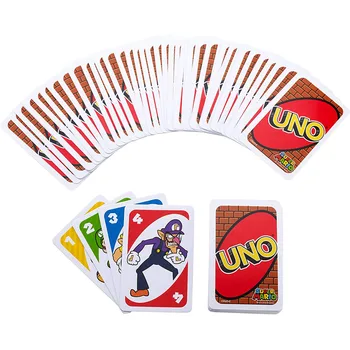 Mattel UNO Super Mario Card Games Family Funny Entertainment Board Game Poker Kids Toys Playing Cards 4