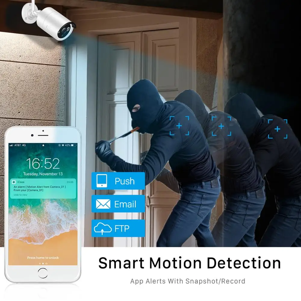 Telecamera Interna Wi-Fi 1080P Con Audio Bidirezionale, Visione Notturna, Rilevamento Movimento E Notifiche - Cam Di Sorveglianza Per Casa, Nero - 2