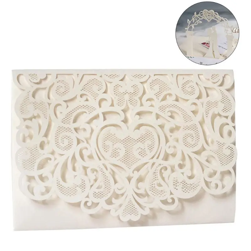  10pcs 3D Pop up Wedding Invitation Cards Laser Cut with envelope for Wedding 72XF - 4000389139684
