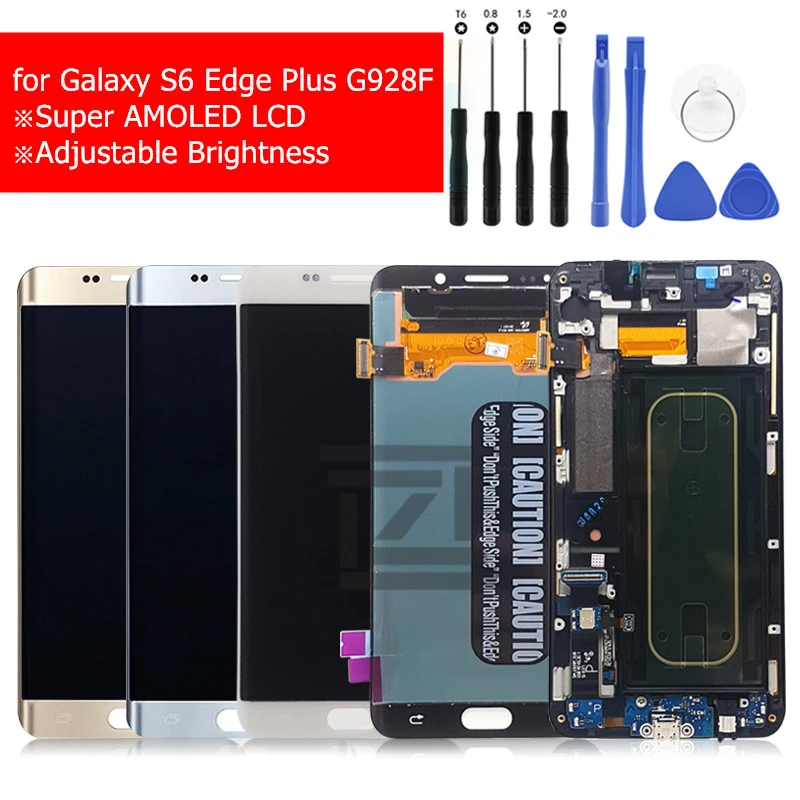 ЖК дисплей с сенсорным экраном и рамкой для Samsung Galaxy S6 Edge Plus G928F|Экраны мобильных