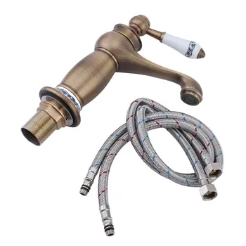 

Universal Single Lever Faucet Household Hot Cold Water Tap Kitchen Sink Faucet Vintage Brass Bathroom Mixer Tap