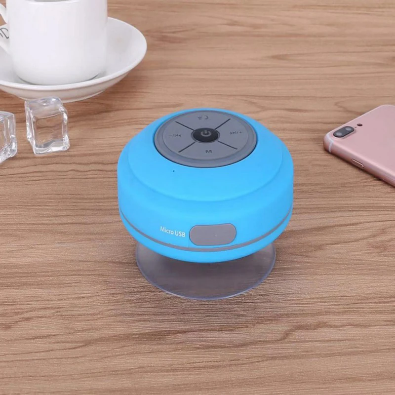Синий Внешние bluetooth-колонки на присоске водонепроницаемый беспроводной автомобильный телефон динамик Поддержка карты памяти с светодиодный лампой fm-радио - Цвет: Синий