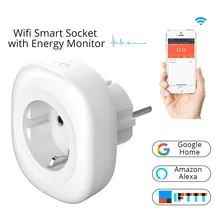 Mini Wifi Energy Monitor Smart Socket EU Power Plug Mobile APP Remote Control Work with Amazon Alexa Google Home No Hub Required qiachip wifi smart home socket app remote control light switch work with amazon alexa google home for phone french plug socket