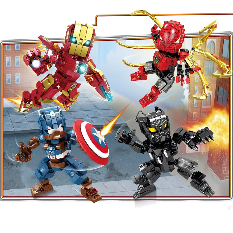 1271 шт. серия Marvel Super Heroes Человек-паук Железный человек Капитан Америка Черная пантера фигурки строительные блоки игрушки подарки
