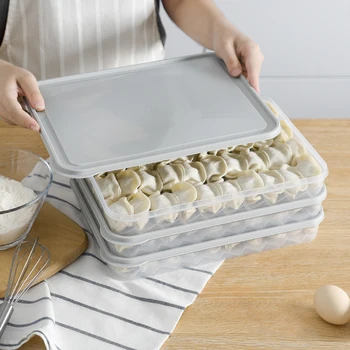 

Dumpling Boxes Storage Tray Fresh Vegetable Egg Holder Refrigerator Food Storage Box Kitchen Accessories Stackable Microwave