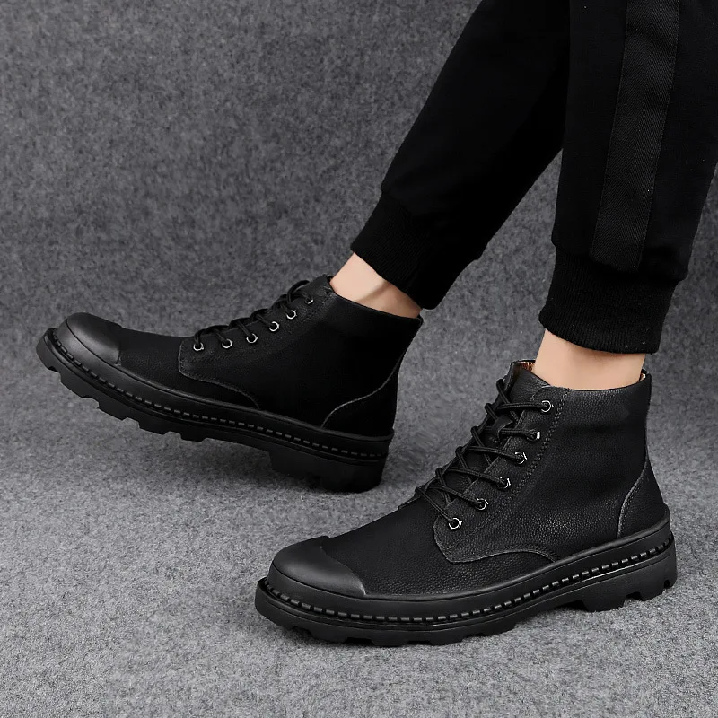 

Martin Boots Men's England Fashion Mid-top Short Warm Cotton-padded Shoes Fashion Genuine Leather Men's Boots Hight-top And Sued