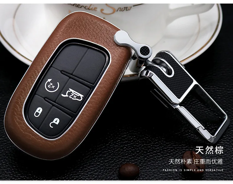 Leather Car Key Case Key Cover Key Shell For Dodge Journey Charger for Jeep Renegade Grand Cherokee for Chrysler 200 300
