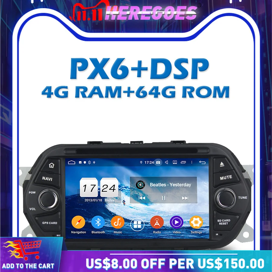 PX6 автомобильный dvd-плеер DSP IPS Android 10 0 4G + 64GB GPS Google Map RDS радио Wifi Bluetooth 5 для Fiat EGEA 2015