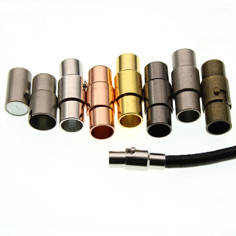 

10set 3 4 5 6 7 8 10mm Leather Cord End Cap,Magnetic Clasp With Locking Mechanism,Connector Hook For Bracelet Necklace Making