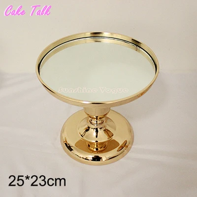 25cm Золотые Зеркальные держатели для тортов, украшение для дома, 2/3 ярусов, инструменты для кексов, 1 шт., 10 дюймов/12 дюймов, вечерние, поставщики, высокие ножки, pl late - Цвет: 25cm