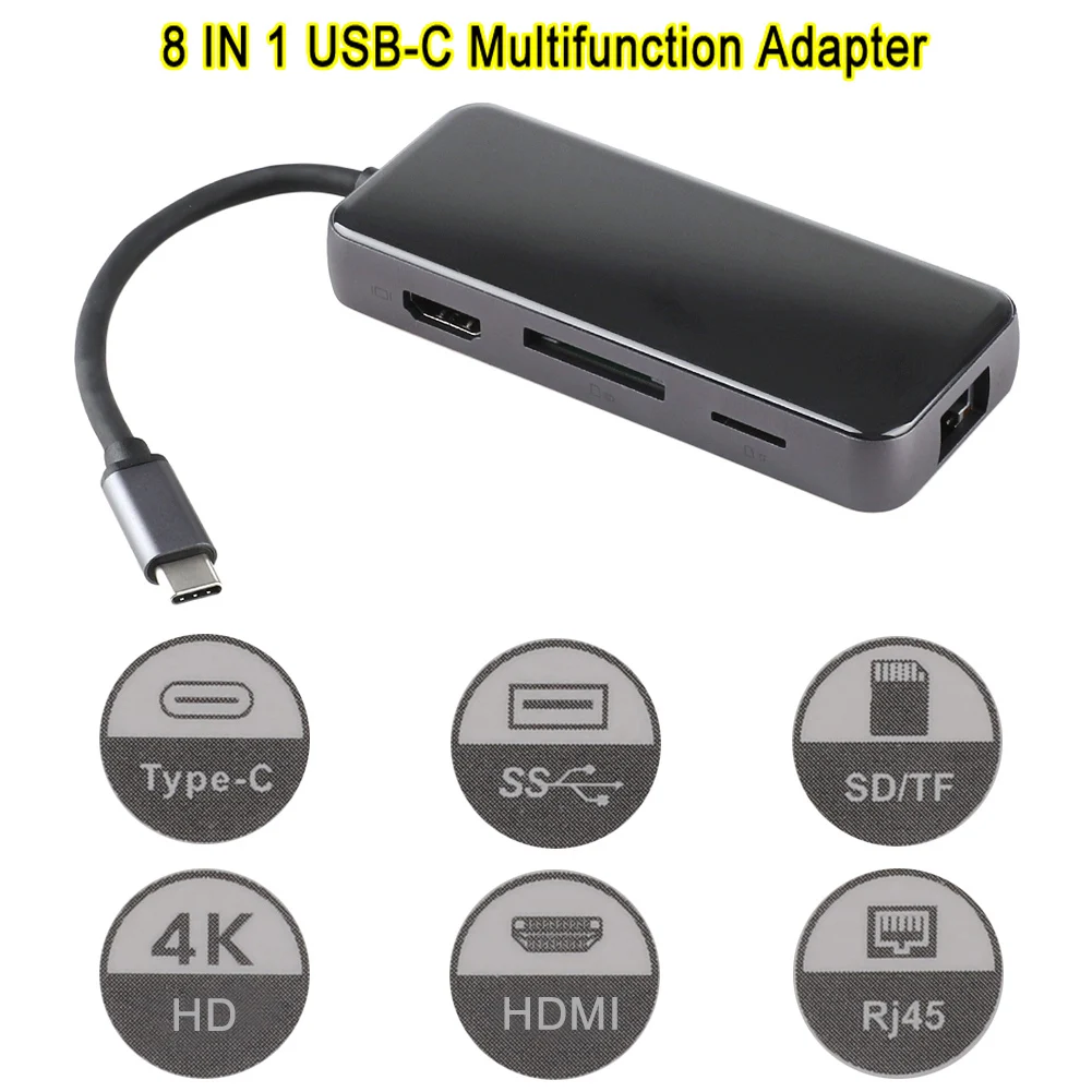 5/6/8/10 Порты мульти Тип C док-станция USB C концентратор USB C до USB 3,0 HDMI адаптер RJ45 VGA 3,5 аудио SD карты памяти для MacBook Pro/Air