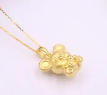 

New Pure 24K Yellow Gold Three-dimensional Pendan 22x16mm Coin Rat 2.8g NO Necklace