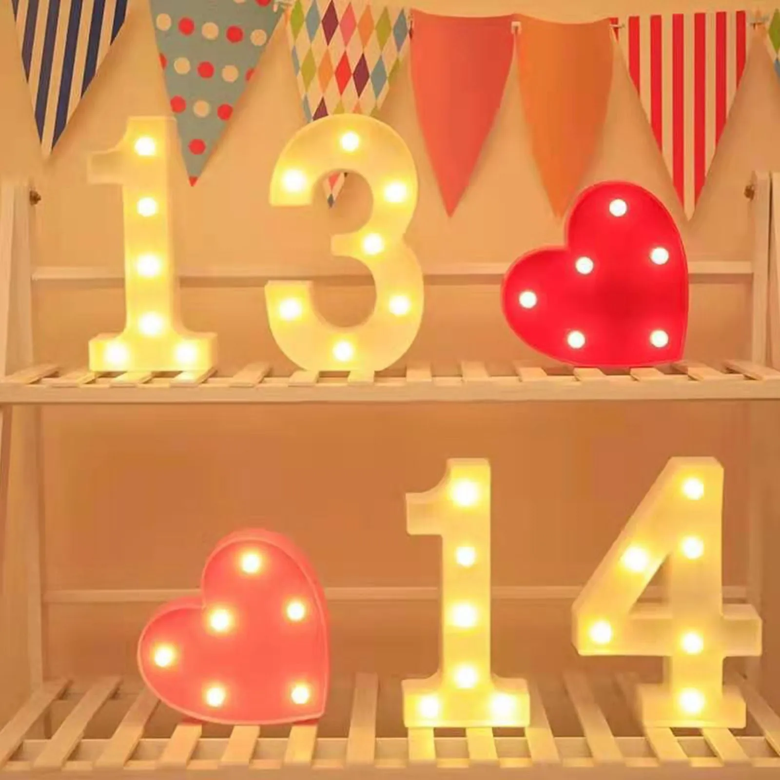 3D LED Night Lamp 0-9 Number Digital Marquee Sign Alphabet Light Wall Hanging Indoor Decor Wedding Party | Лампы и освещение