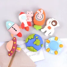 

10PCS Cartoon Rocket Astronaut Flying Saucer Flatback Resin Cabochons Embellishments Craft DIY Phone Decoration Hair Accessories