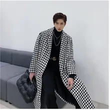 Мужская ветровка осень и зима новая клетчатая теплая ветровка супер толстое пальто Молодежная модная трендовая мужская одежда