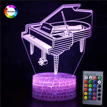

Musical Instrument 3D LED Lamp Illusion Night Light Remote Control 16 Colors Change LED Night Table Lamp Gifts for Musician