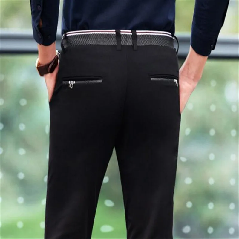 

2020 Summer Pants Men Flat Slim Business Suit Pants leisure trousers ironing wrinkle-resistant Korean style Office Casual Solid