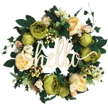 

16.5Inch Wreaths Farmhouse Garland for Front Door,Home Decor for Window Wall Party Wedding