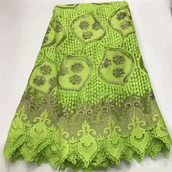 

Wonderful green French net lace fabric fashion African tulle cord lace material ZQN285(5yards/lot)