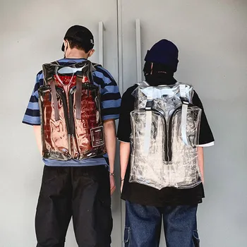 

Fashion Men Women Transparent Backpack Capacity Letter Student Travel Couple Bag Candy Color Pvc Shoulder Bag School Backpacks