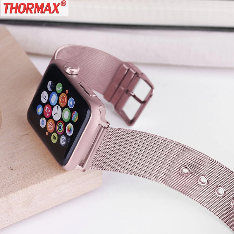 Для Apple Watch 5 ремешок Миланская петля пряжка Золотая Роза нержавеющая сталь