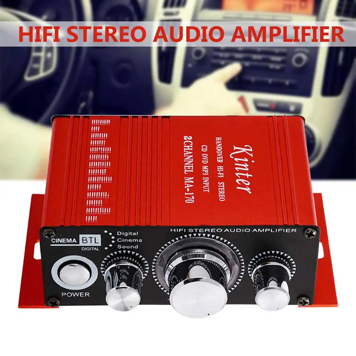 Kinter MA-170 DIY 20 Вт Мини Hifi Усилители звука стерео звук 2,0 канал DC12V тройное управление НЧ алюминиевый корпус Авто