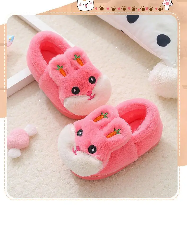 Kids Cotton Slides Autumn Winter Indoor Non-slip Cute Rabbit Non-slip Kids Shoes Home Slippers Fashion Baby Boys Girls Slippers bata children's sandals