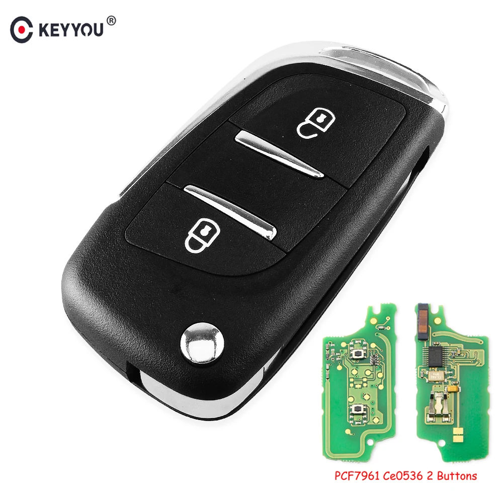 KEYYOU 433MHz ASK модифицированный дистанционный Автомобильный ключ для PEUGEOT 207 208 307 308 408 Partner CE0536 VA2 ID46 PCF7961 чип 2 BTN ключ