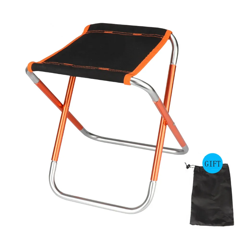 Горячее качество открытый складной стул для рыбалки Ультра легкий вес портативный складной для турпохода, из алюминия сплава пикника рыбалки с сумкой f3 - Цвет: Orange