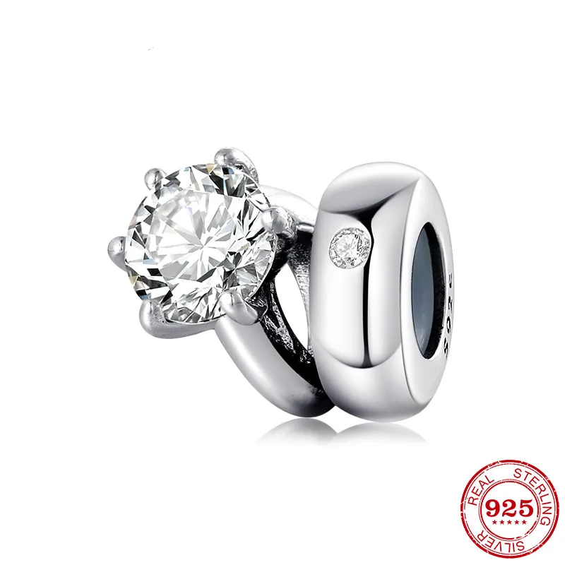 

Original 925 Sterling Silver Charm Shining Ring Shape Round Beads Fit Pandora Women Bracelet & Necklace Diy Jewelry