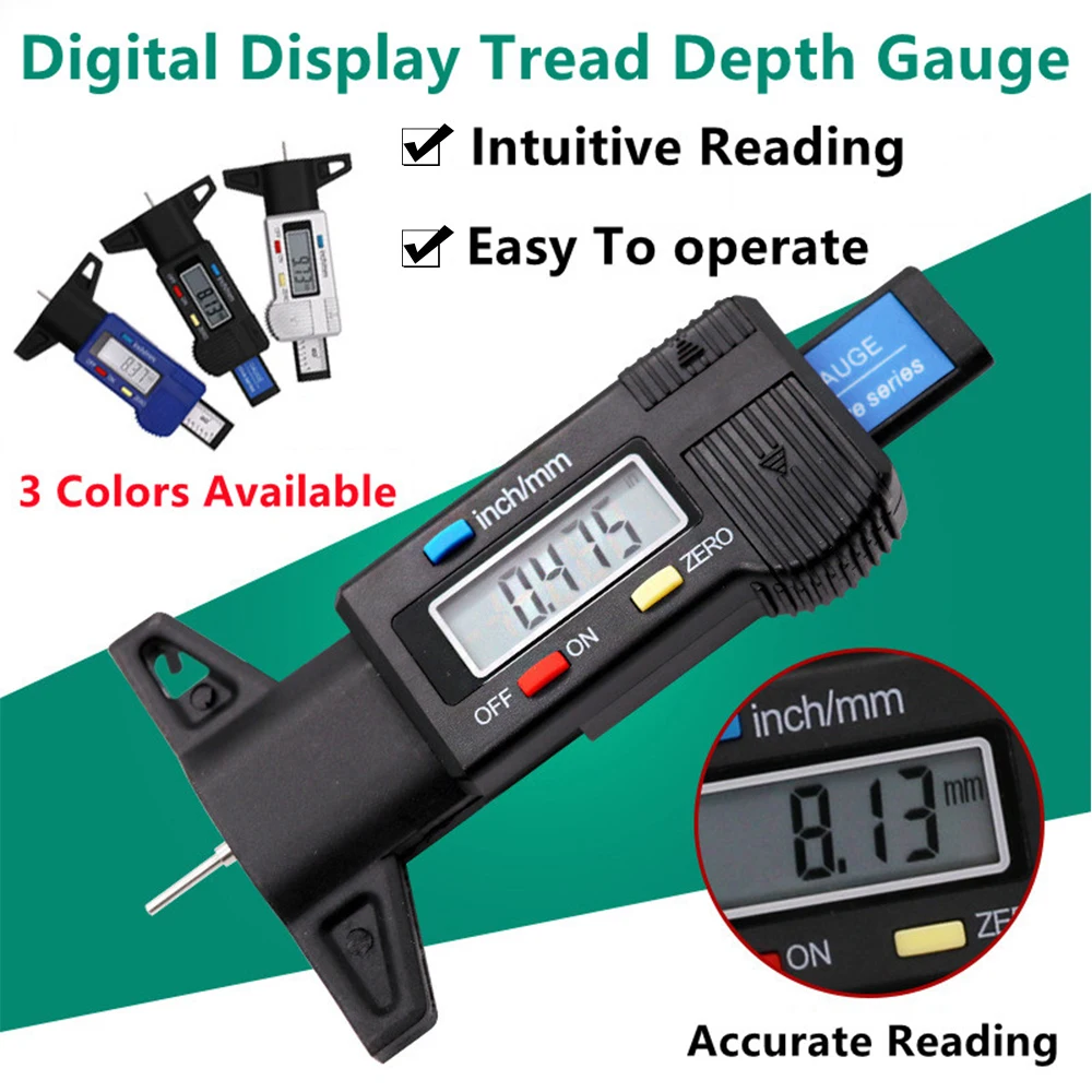 Digital Car Tyre Tire Tread Depth Gauge Meter Auto Tire Wear Detection Measuring Tool Caliper Thickness Gauges Monitoring Depth