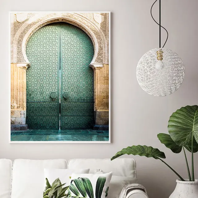 Morocco Door Arabic Decorative Paintings Architecture Canvas Posters Islamic Wall Art Pictures Prints for Living Room Home Decor 5